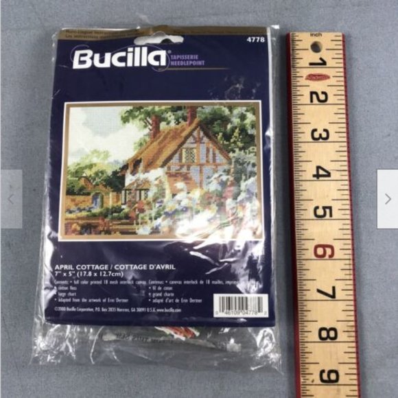 Bucilla Tapisserie Needlepoint Kit #4778 April Cottage 7" x 5" Multilingual - Picture 1 of 9